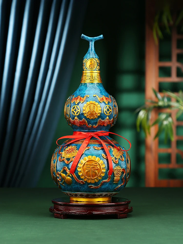 Color copper gourd ornament open lid gourd hollow copper gossip gourd housewarming new home living room wine cabinet decoration