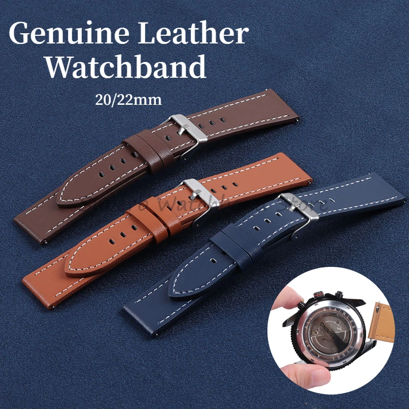 20mm 22mm Genuine Leather Watchband for Huawei Watch gt2/3 Sport Bracelets Quick Release Wristband for Samsung Galaxy Watch 4