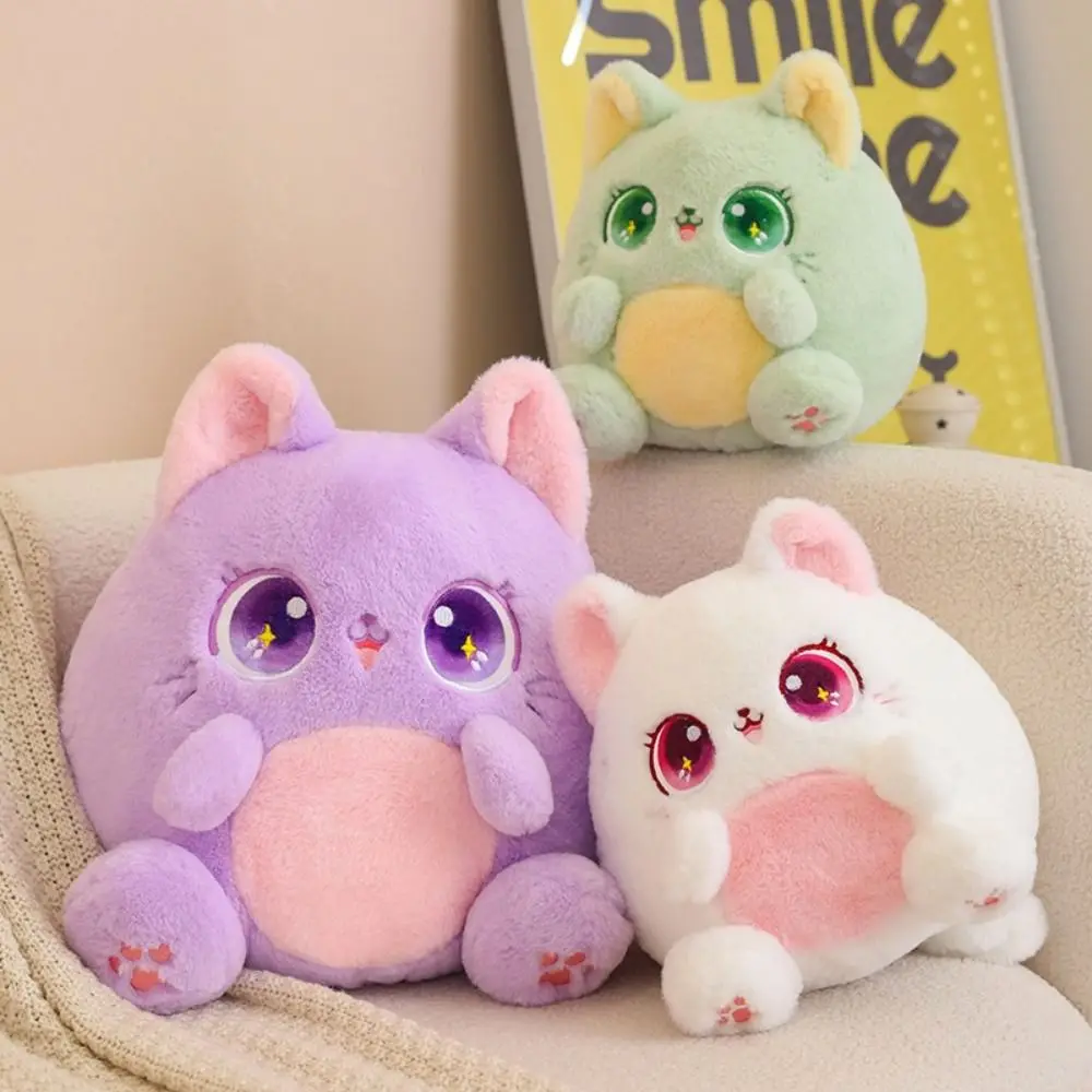 Lovely Animal Sitting Cat Plush Toy Cartoon Fluffy Kitten Stuffed Doll Anime Soft Cartoon Simulation Cat Doll Birthday Gift