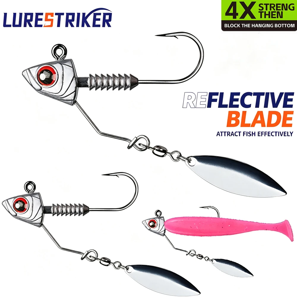 5 Stück/Los 5g/7g/10g/14g Angelhaken für Swimbait, Underspin Jig-Haken, mit Messingklinge, Jig-Angelhaken für Barsch, Süß- und Salzwasser