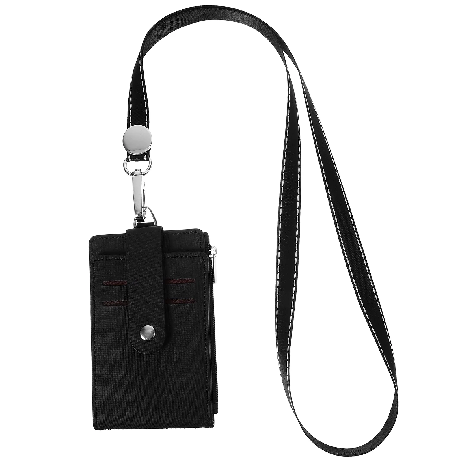 

Id Badge Holders Neck Credit Card (gray with Rope) Sleeves Lanyard Pvc School Cards Keeper