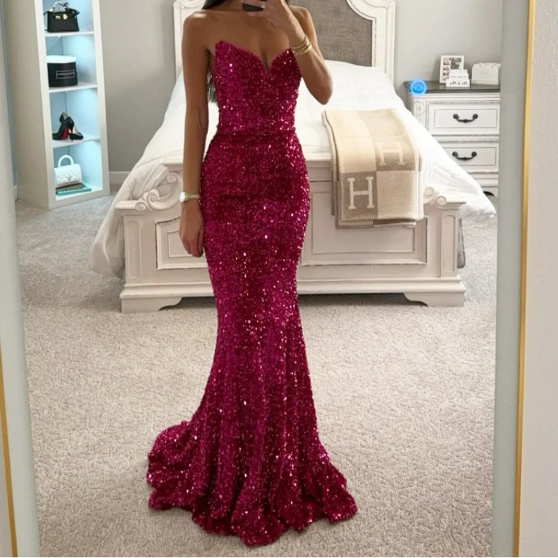 

Fashion Euramerican Formal Party Vestidos High End Luxury Sequin Design Mermaid Gown Sexy Slim Fit Long Evening Dresses