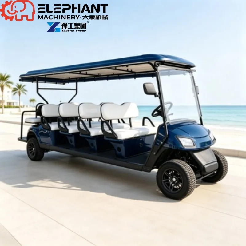 Electric Golf Cart, 8 Seater Lifted High Ground Clearance Chassis 4WD All Terrain Off Road Electric Cart