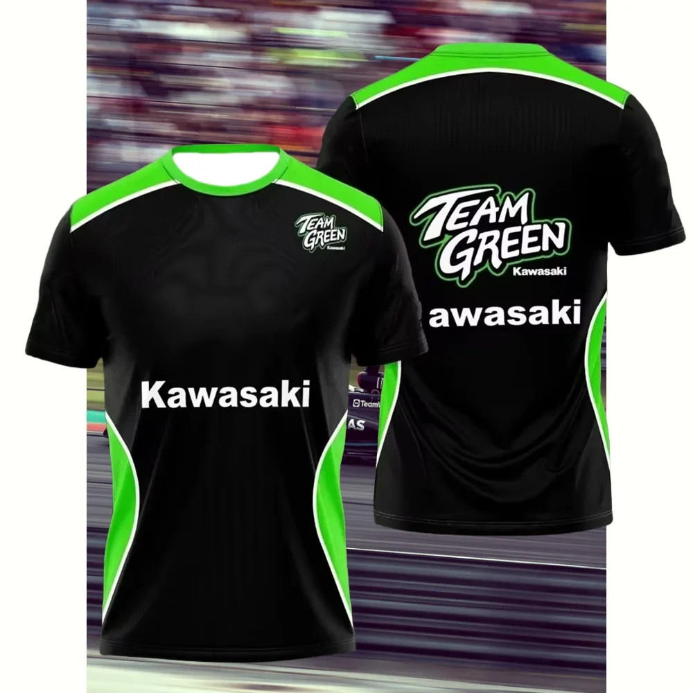 가와사키 남성용 오토바이 패션 티셔츠, 프린트 사이클링 캐주얼 티셔츠, 남성용 스포츠 탑, 2025년 여름을 위한 참신함