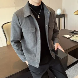 Fashion Casual Jacket Men 2024 new warm woolen suit men's short suit jacket