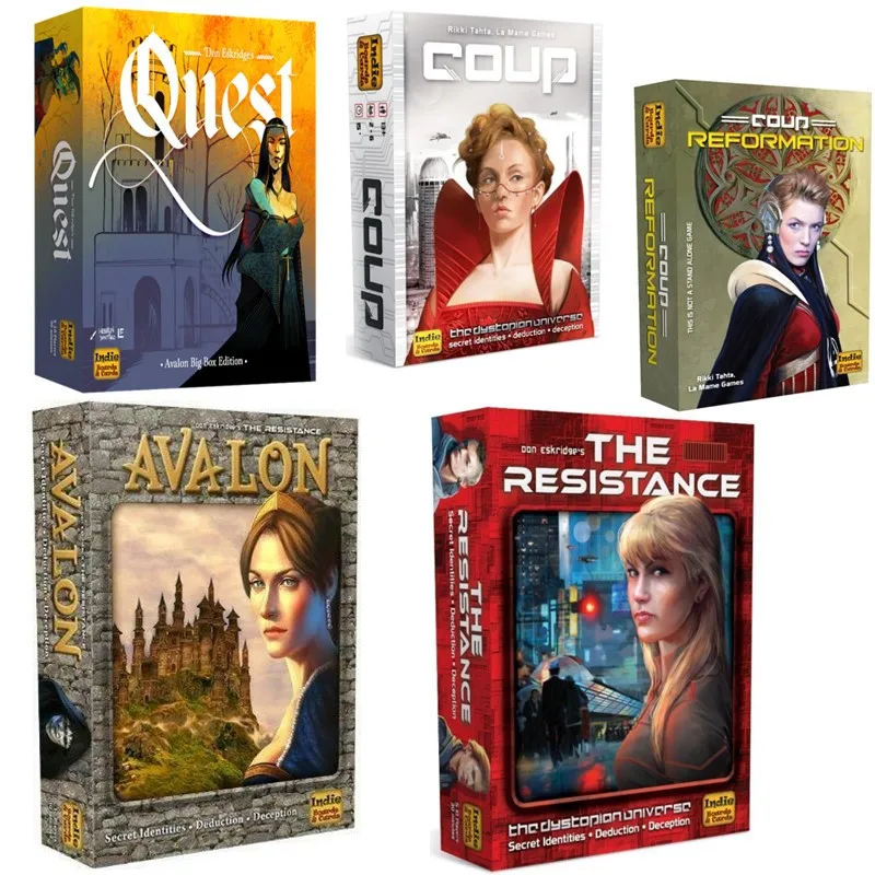 English AVALON COUP Political Transformation THE RESISTANCE Resistance Organization Quest Board Game Card