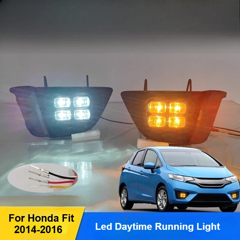 

For Honda Fit 2014 2015 2016 Led Daytime Running Light Front Fog Lamp DRL Flowing Turn Signal Modificatin Accessories
