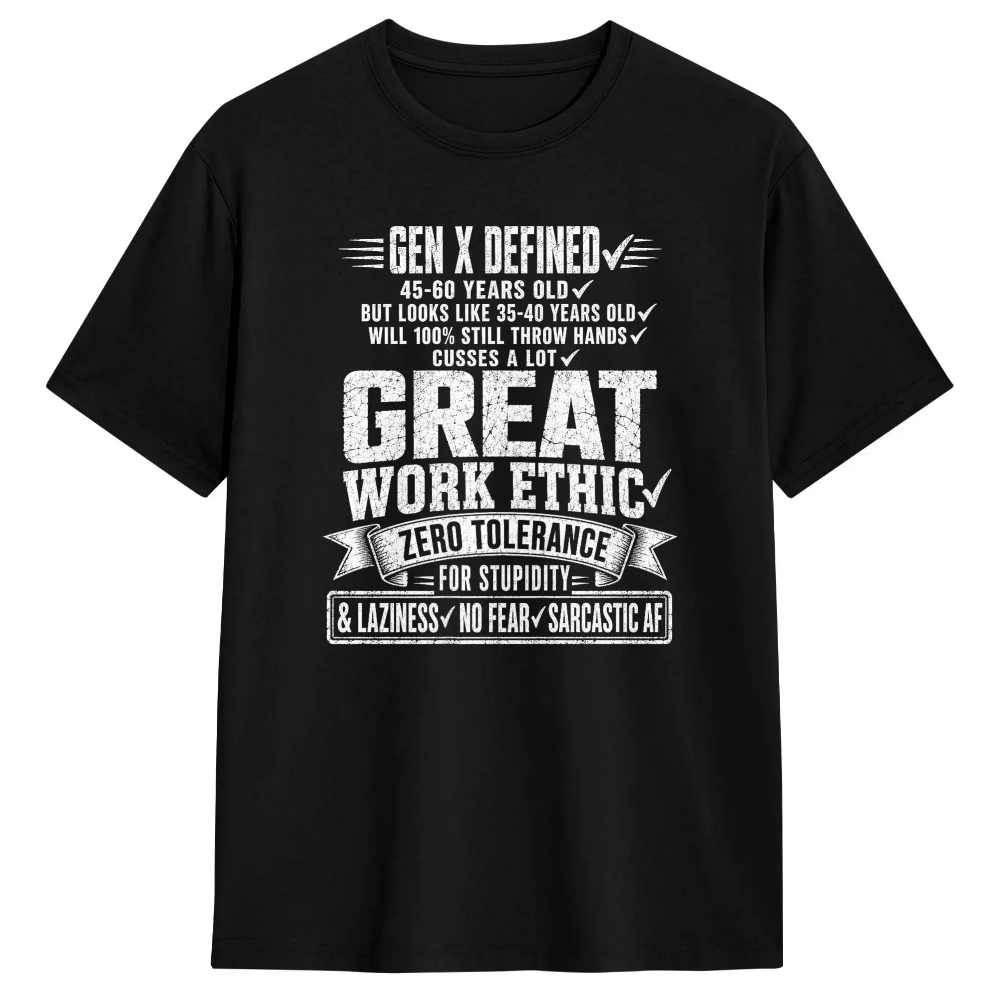 Gen X Defined Sarcastic Vintage Retro Humor T-Shirt Beach  Hip Hop T Shirts Man 100 Cotton Breathable Plus Size Clothing