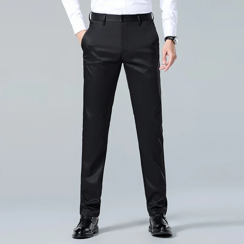 Slim fit breathable black pants Casual Comfortable Trousers Four-Season Korean Business Suit Pants Male Stretch Slim-Fit Pants