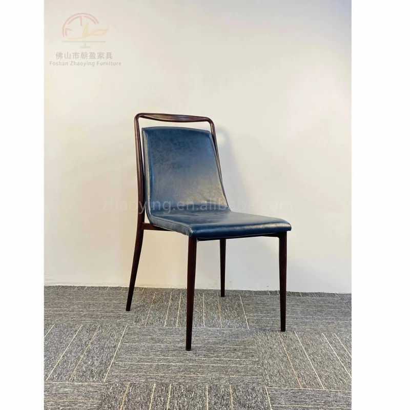 Modern Design Wholesales Comfortable Wood Blue Metal Frame Fabric Cover Dinner Home Restaurant Courtyard Chair