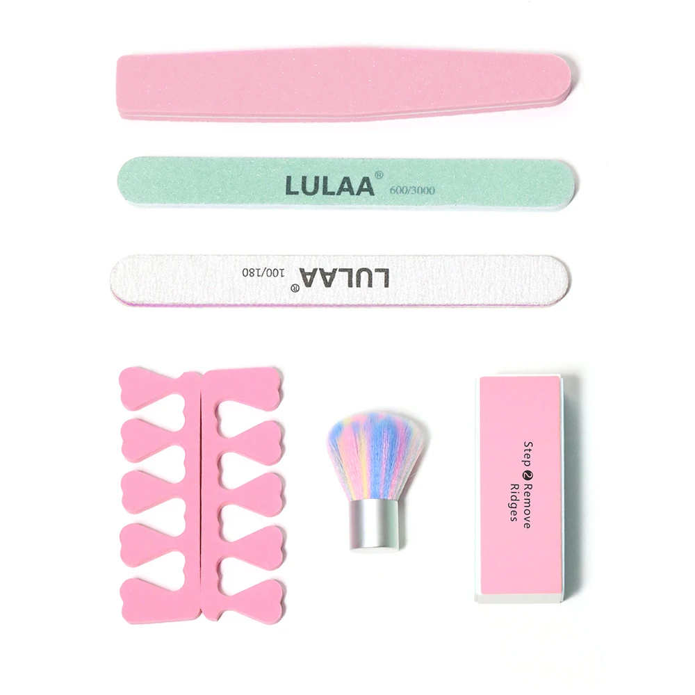 LULAA مجموعة تشذيب الأظافر المتنوعة للعناية بالأظافر مجموعة ترتر مانيكير مجموعة فرشاة فنية للأظافر مع مصباح مجفف الأظافر أدوات أظافر متعددة
