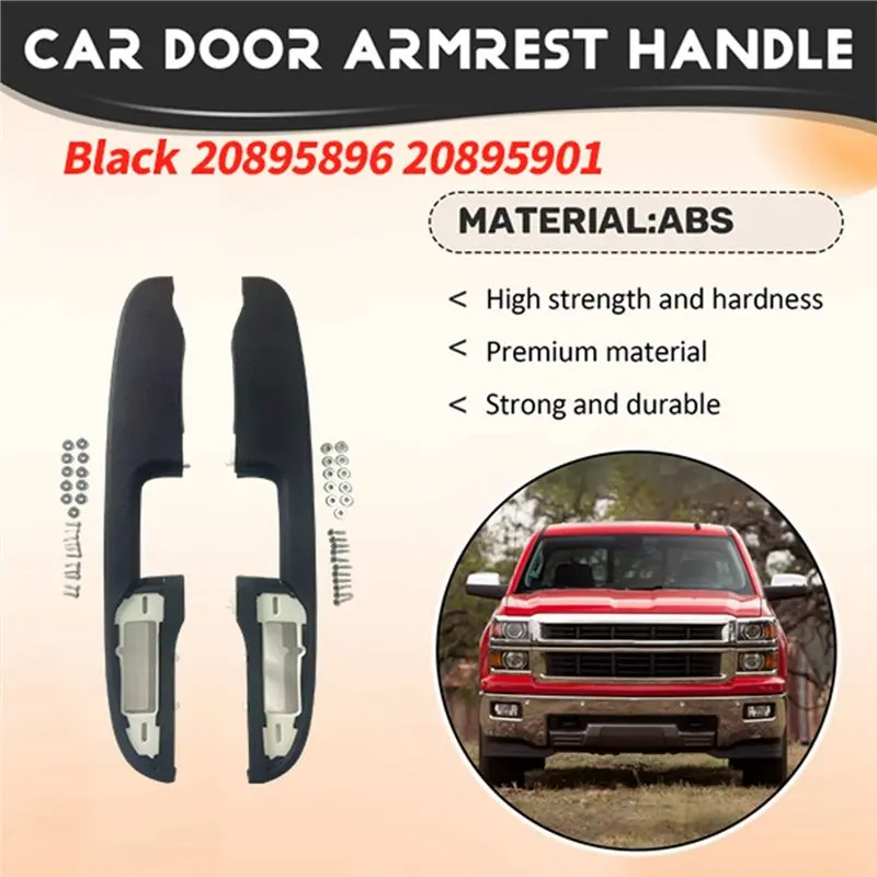 Repair Kit 1 Pair Rear Door Armrest Panel Handle Cover For Silverado GMC Yukon 07-14 Gray 20895898 20895903
