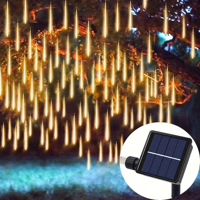 

Solar Meteor Shower Rain Light LED 30cm 8 Tubes String Lights Decor Wedding Garden Street Outdoor Holiday Fairy Christmas Lights