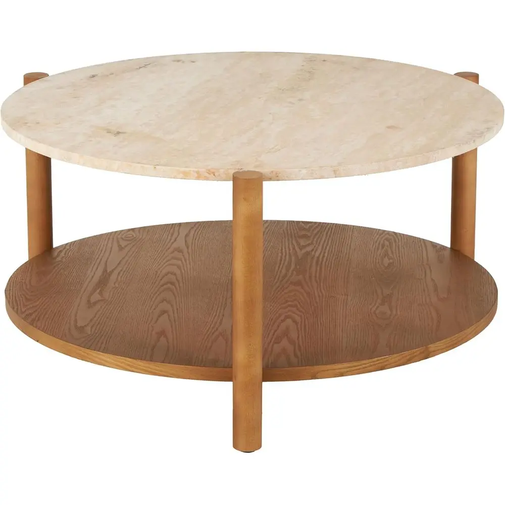 

Журнальный столик с бежевой мраморной столешницей, 32 x 32 x 16, коричневый