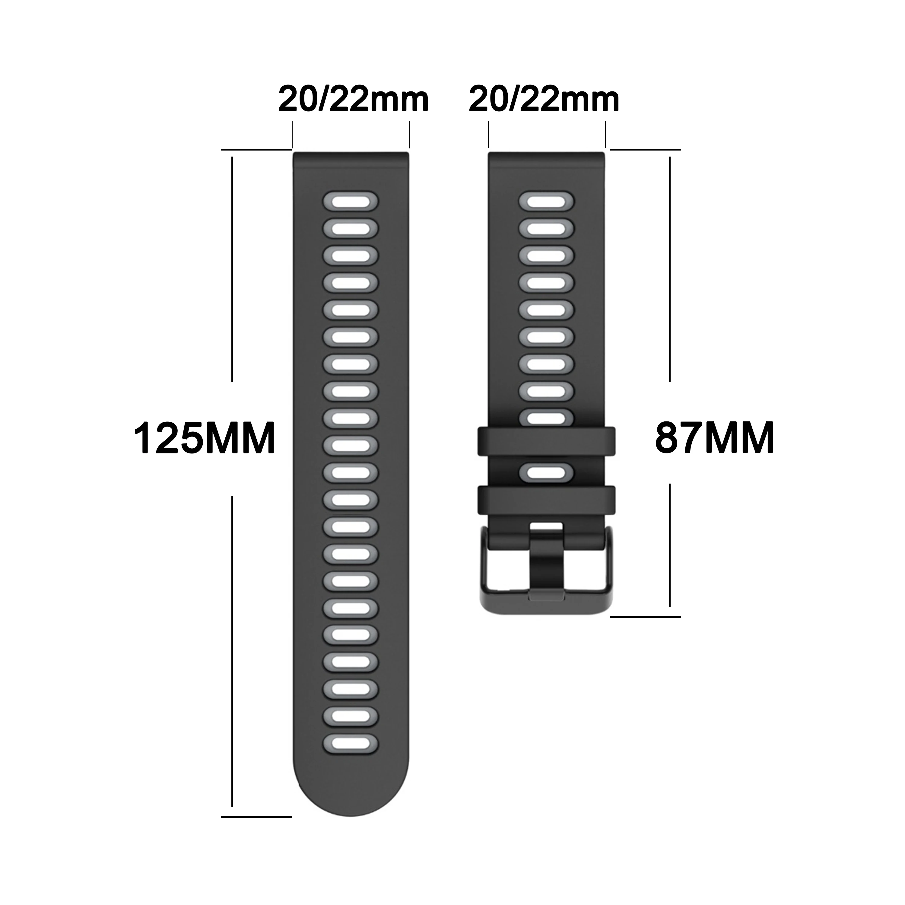 ソフトシリコンストラップ20mm,Huawei gt gt2 gt3 pro 42 43 46mm,Samsung Galaxy Watch 3 4 5 40/42/44mm用,ベルト