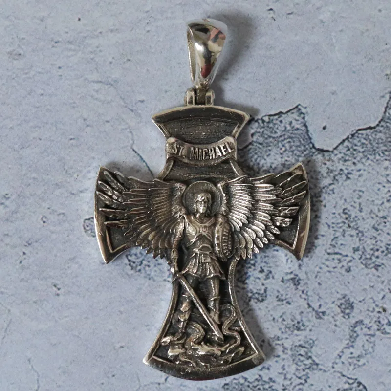 21g Cross Saint Michael the Archangel with Prayer Pendant Customized 925 SOLID STERLING Silver High Trendy view 4