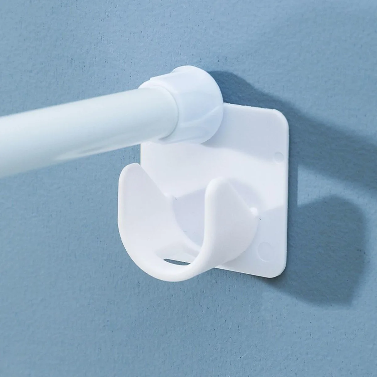 2pcs Strong Curtain Rod Bracket Holders Hooks Self-adhesive Adjustable Curtain Fixing Clip Punch-free Household Pole Support