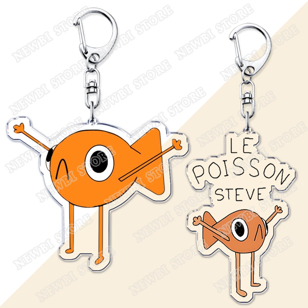 I Love Le Poisson Steve Viral Meme Keychains for Accessories Cute Cartoon The French Fish Keyring Fans Gifts