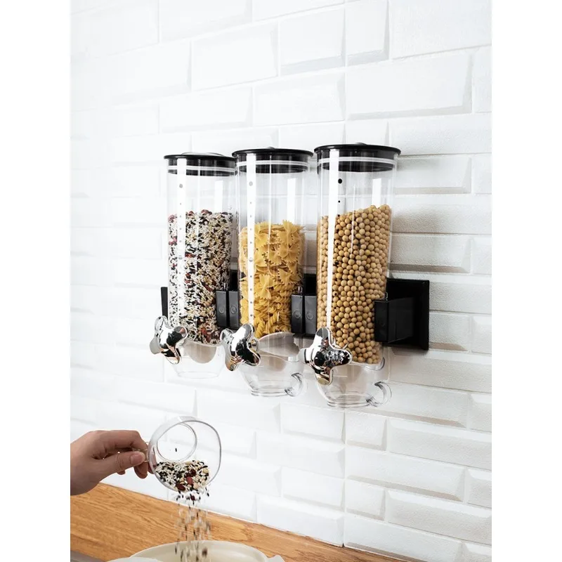 Double head double tube cereal machine kitchen grain storage tank oat dried fruit snack storage tank