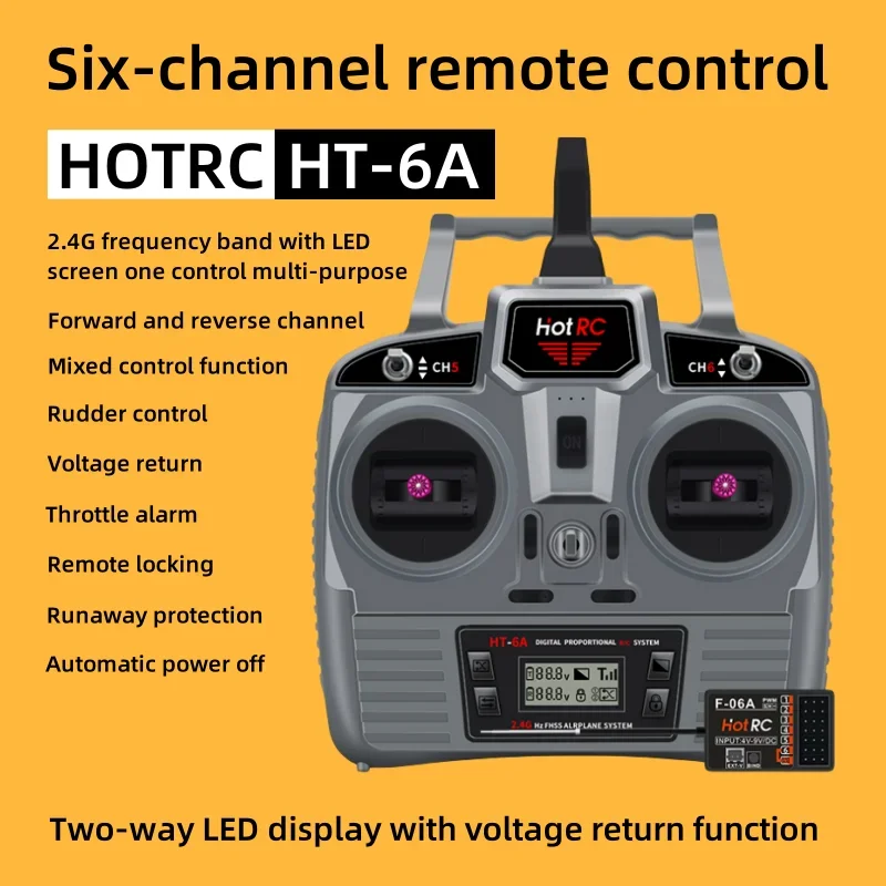 Transmetteur de synchronisation des canaux avec récepteur super léger, mini avions RC, voitures FPV Drone, 2023 GHz, 6 canaux, Hotrc Ht6a, 2.4