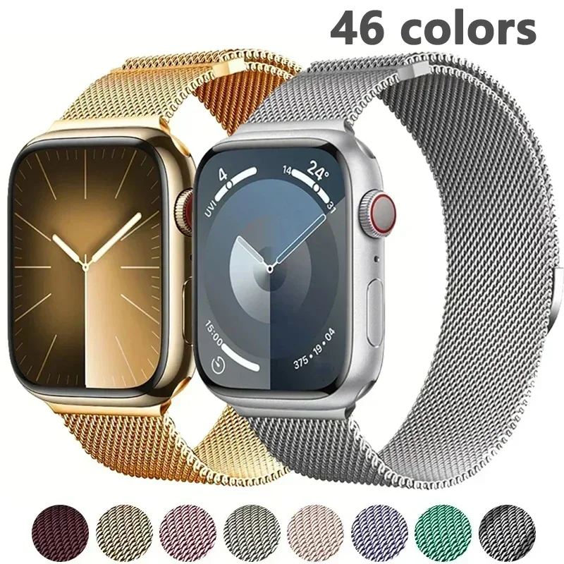 Apple Watch用磁気ループブレスレット,ステンレススチール,iwatchシリーズ用,ウルトラ8 se 7,6,5,3,44mm, 40mm, 45mm, 41mm, 42mm, 38mm