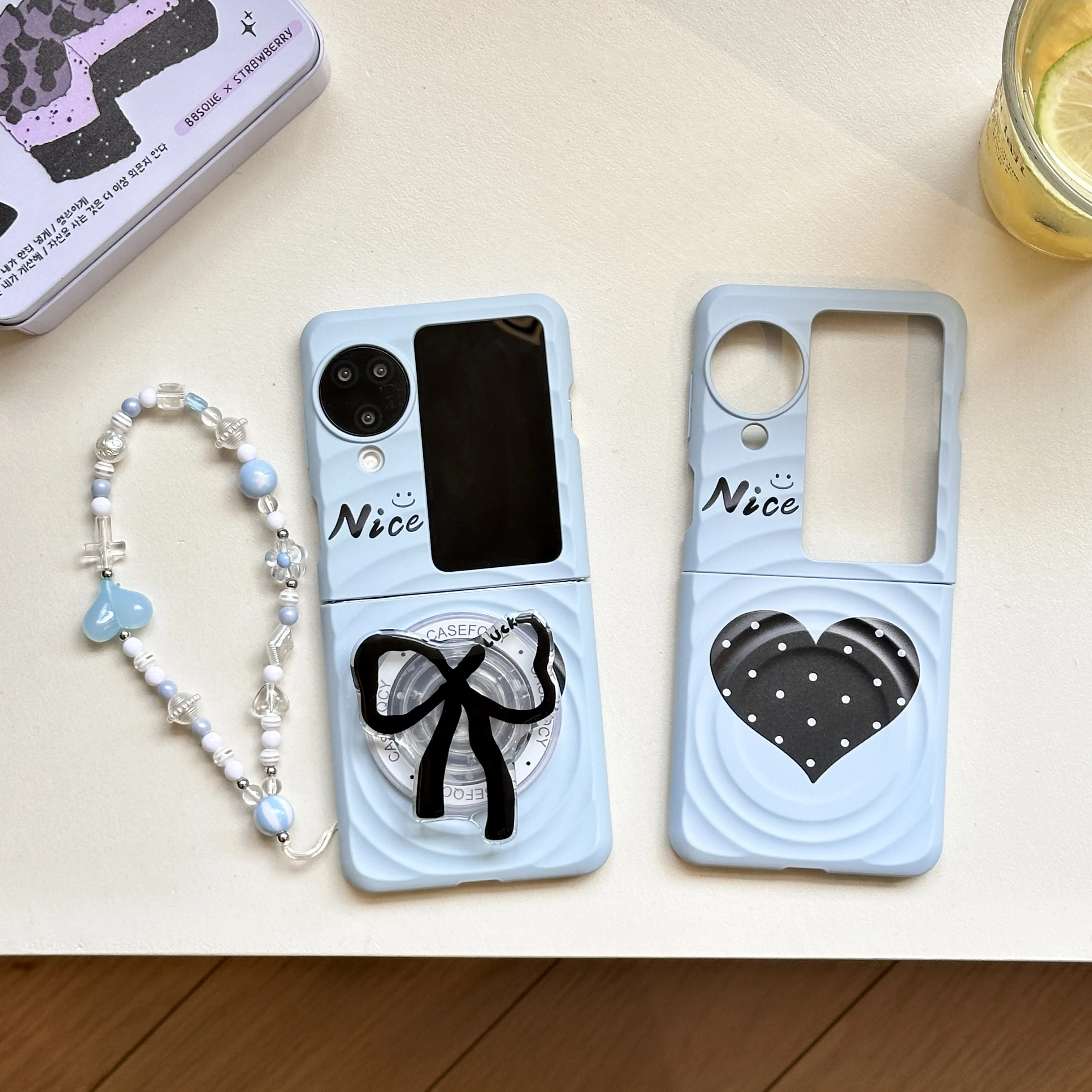 

Back Cover For OPPO Find N3Flip Case Polka Dots Love Magnetic Attraction Bracket Bracelet Chain Hard Pc Shockproof Phone Case