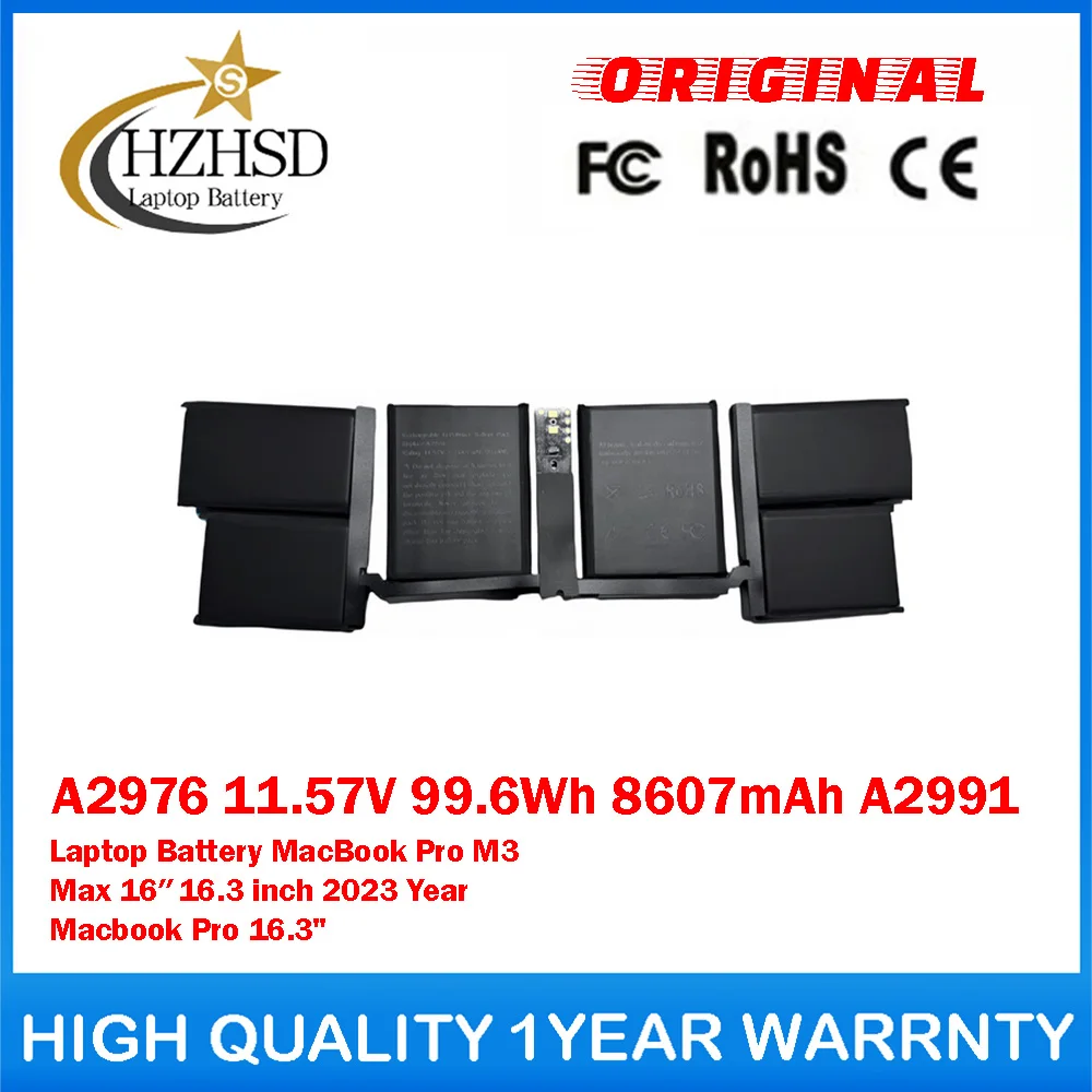 

A2976 11.57V 99.6Wh 8607mAh A2991 Genuine Original Laptop Battery For Apple MacBook Pro M3 Max 16″16.3 inch 2023 Year Pro 16.3"