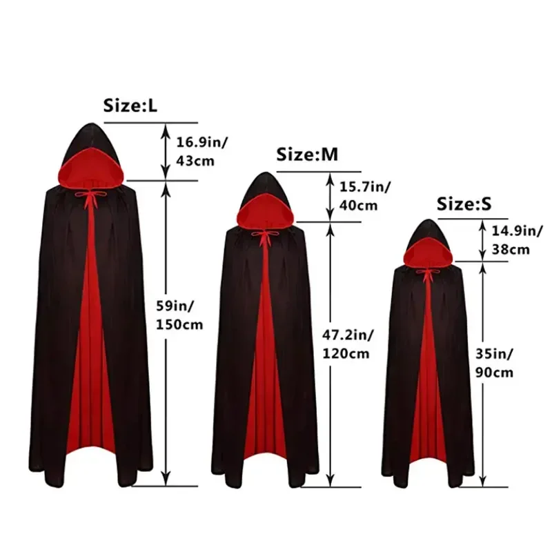 Erwachsene Kinder Halloween Cosplay Vampir Umhang Cape Männer Frauen Kleiden Party Cosplay Kostüm Rot Schwarz Doppel Seite Tragen Mit Kapuze Mantel