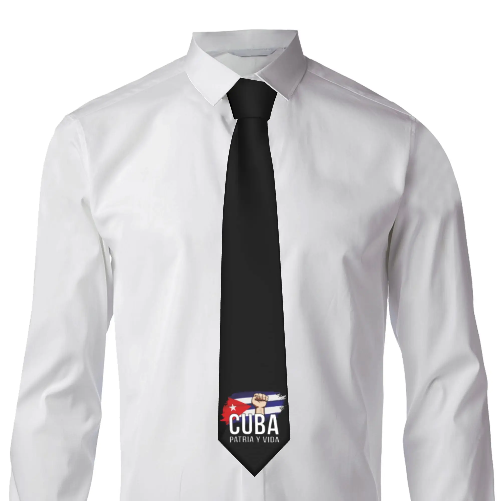 Fashion Cuba Flag Cuban Patriotic  Tie for Office Mens Patria Y Vida  Neckties