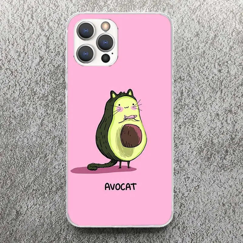 Cartoon Fruit Avocado Print Soft Case for iPhone 16 15 14 13 12 11 Pro Max Art Phone Shell XS XR X SE 7 Plus 8 Pattern Cover for