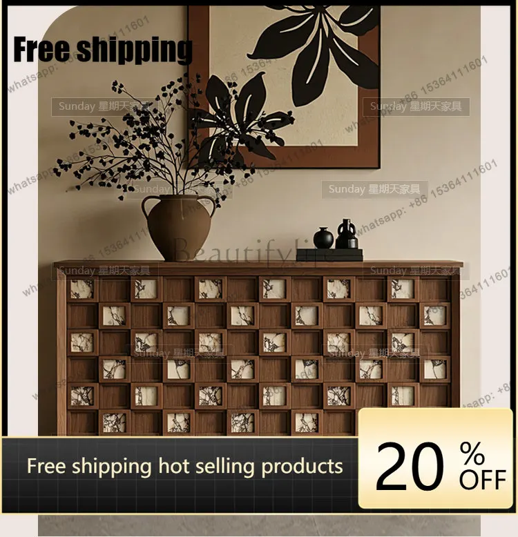 Factory Direct Medieval Walnut Color Bucket Cabinet American Retro Three-dimensional Cabinet Door Locker