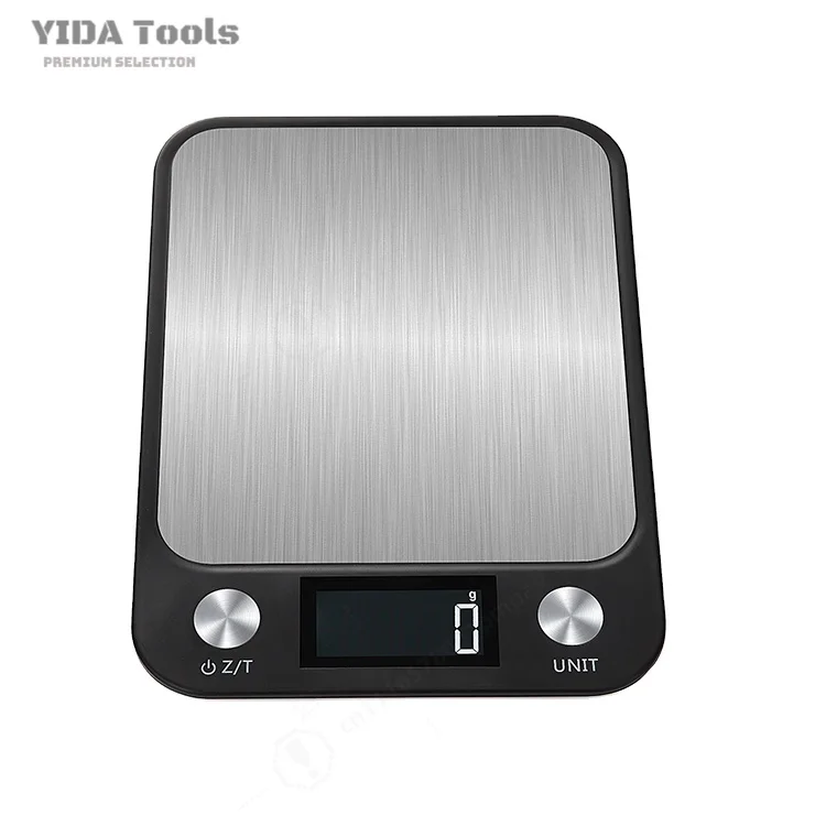 YIDA Digital Kitchen Food Scale, Stainless Steel & ABS Material, 5kg/10kg/15kg Auto Unit Function, Battery Powered Weighing Tool