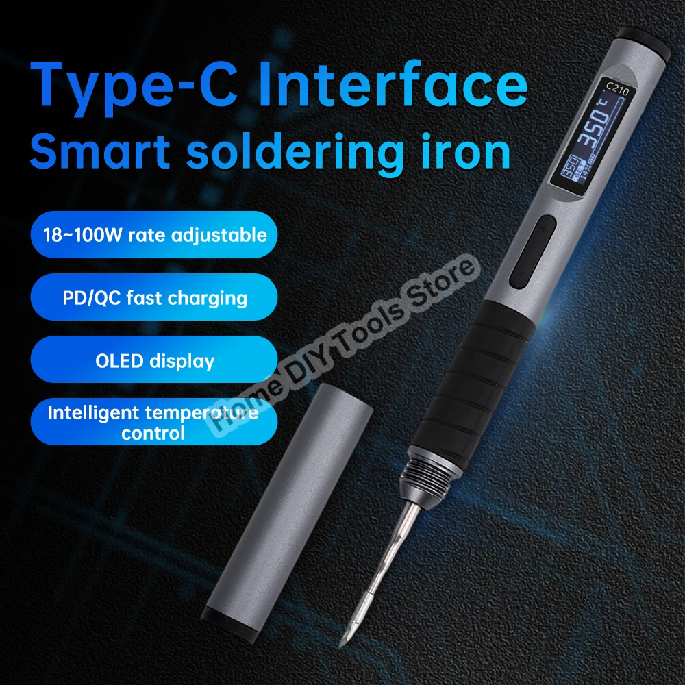 100W Smart Soldering Iron Fast Heat Adjustable Constant Temperature Portable Digital Electric Welding Repair Tools