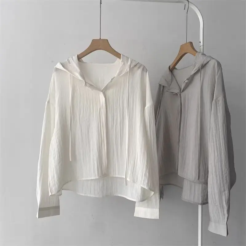 

Korean Sle Lazy Long Sve Thin Sun Protection irt Women Summer Loose Casual Hooded Sun Protection Coat Outerwear