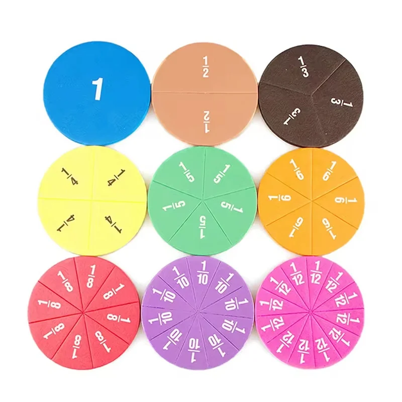 EVA Math Manipulatives Early Math Development Tool Round Shaped Fractions Set Montessori Math Toy For School Supplies Student