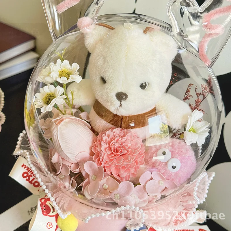 Children's Day Long Bao Rabbit Bear Acrylic Bobo Ball Transparent Net Red Creative Gift Bouquet Wholesale Party Decoration