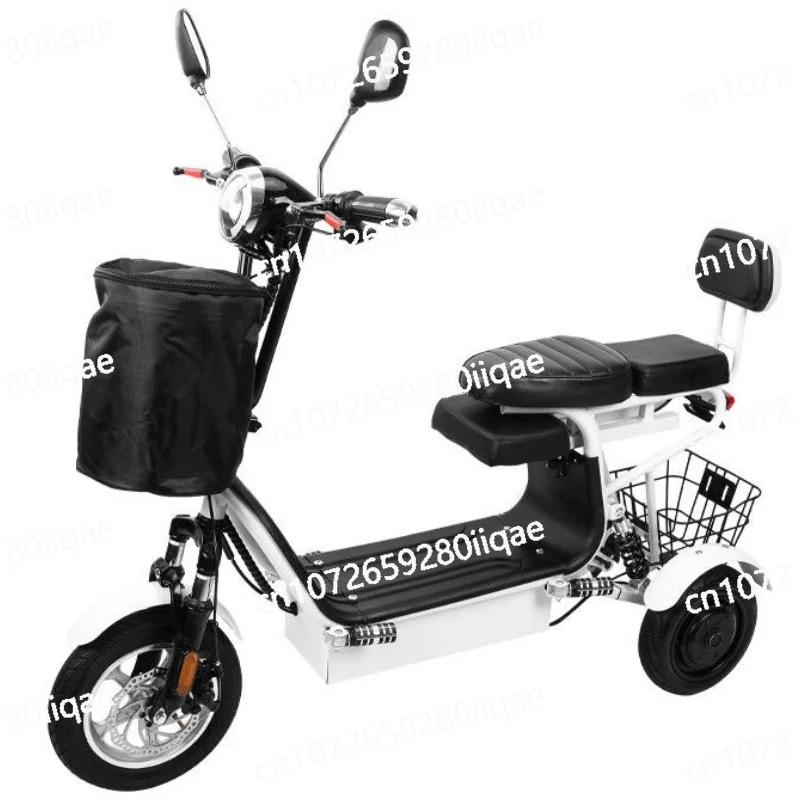 

Pre-Assembled With 2 Baskets/3 Seat Family Mobility Scooter Dual Motor 500W 3 Wheel Electric Tricycle Small Mini Folding Scooter