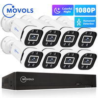 Movols 1080P AI Colorful Night Vision CCTV System H.265+ Outdoor Waterproof Video Surveillance Kit 8CH DVR Security Camera Set