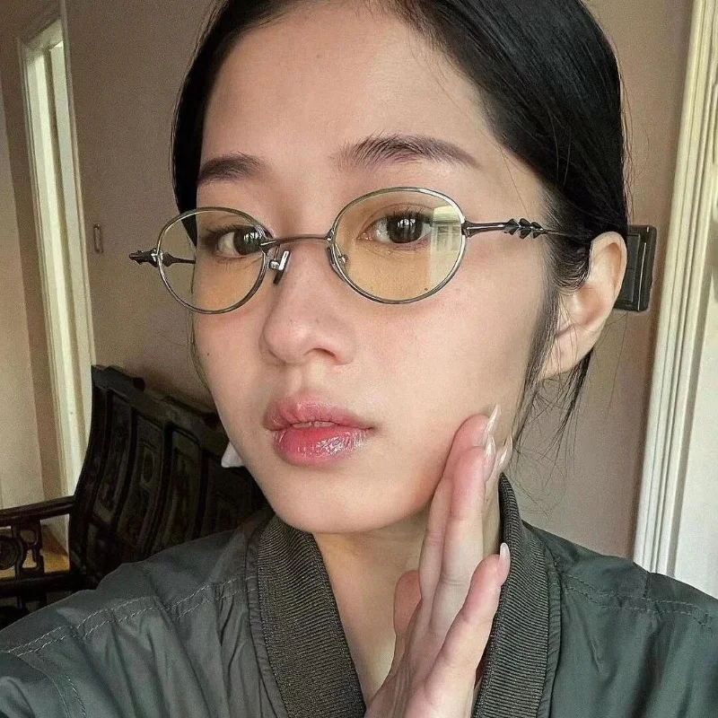 العلامة التجارية الفاخرة النظارات المكررة إطار صغير سبيكة النظارات وصفة طبية نظارات القراءة المألوف وجه صغير قصر النظر النظارات