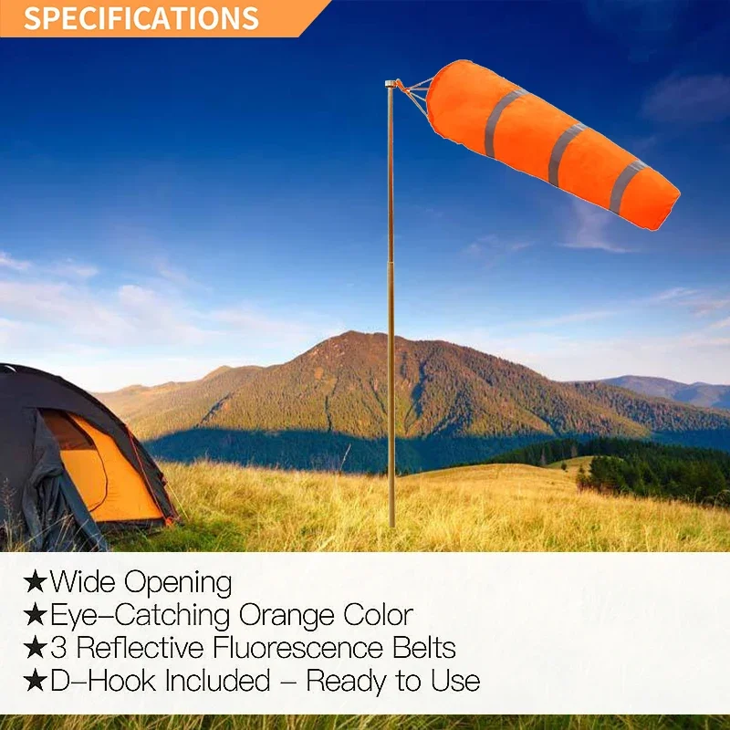 60/80/100cm Windsock Weathervane Scratchproof Windproof fluorescent Reflective windsock weather bag wind vane wind wind direct