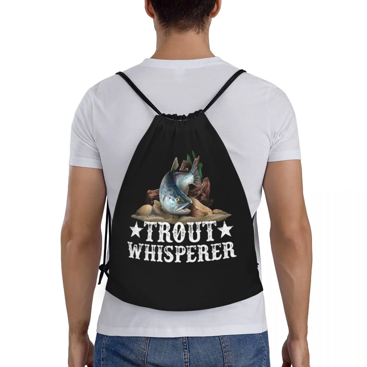 

Trout Fish Illustration Fly Fishing Art Backpacks Fashion Drawstring Bags Storage Bag Book Bags for Man Woman Students
