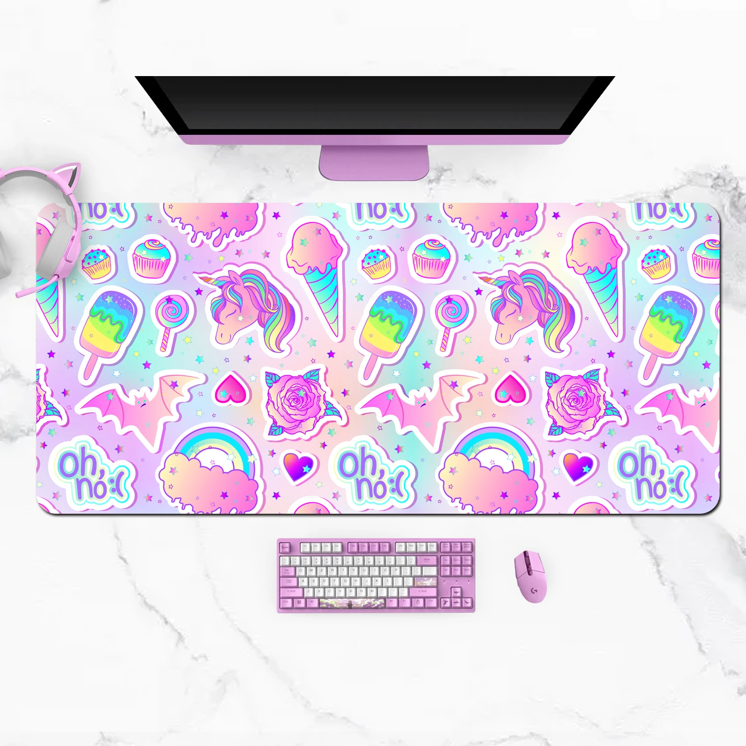 

Extra Large Kawaii Pastel Goth Unicorn Gaming Mouse Pad XXL Desk Mat Water Proof Nonslip Laptop Desk Accessories