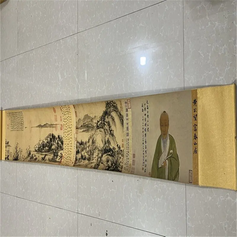 China Old long Scroll Painting , Huang Gongwang's watercolor painting of Fuchun Mountain Residence collectibles