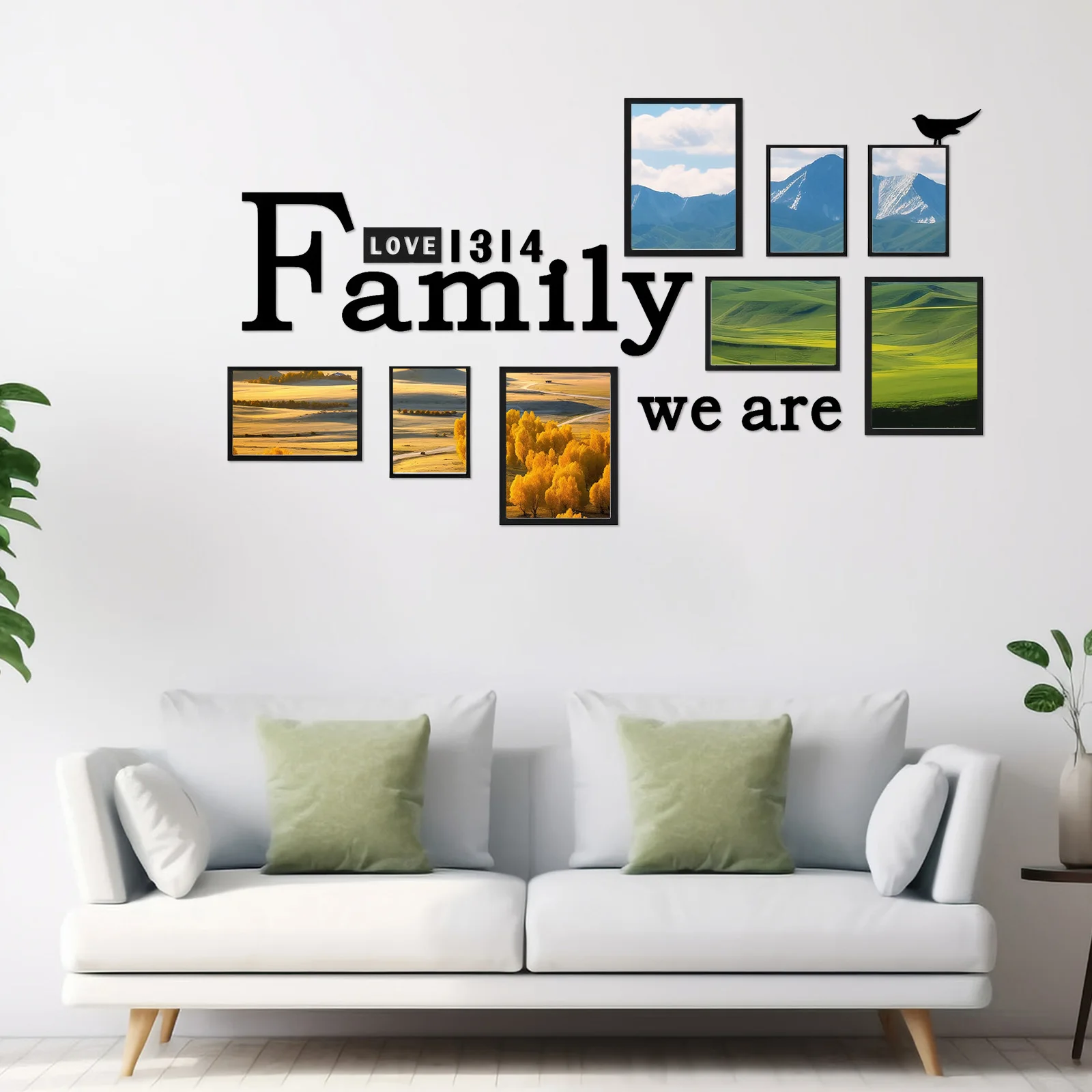 

We Are Family Wall Decal Adhesive Acrylic 3D Photo Frame Mirror Wall Sticker Removable DIY Family Picture Frame Wall Art Décor