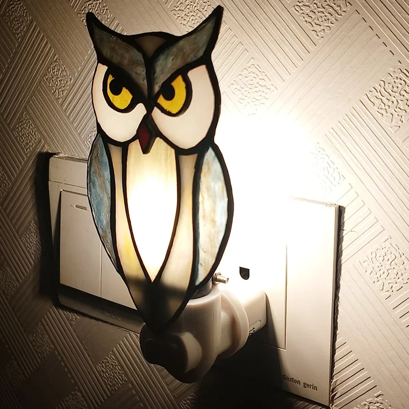 Nice หัตถกรรมแก้วนกฮูก Night Light เด็กข้างเตียงน่ารัก