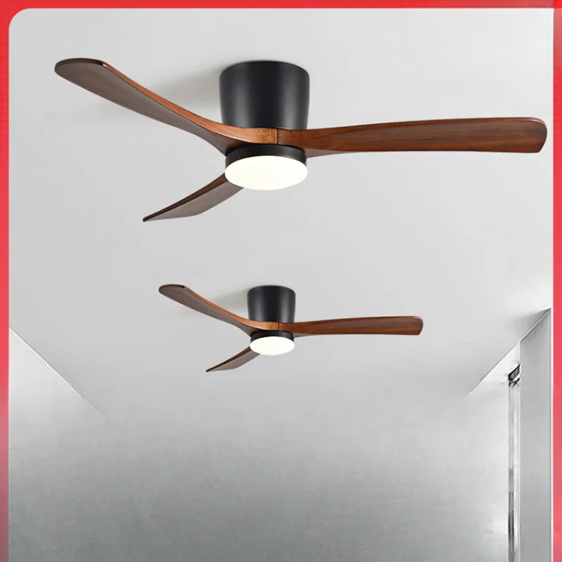 56 inch strong wind Nordic solid wood ceiling fan, living room, dining room, industrial retro commercial ceiling