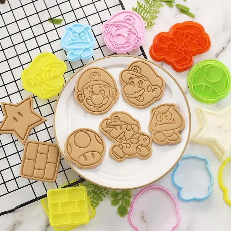 Super Mario Bros Cookie Cutter Stamp Anime Biscuit Press Mold Pastry Baking DIY Cake Accessories Cute Kids Party Kitchen Tools