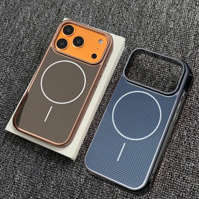 Business-Gittermuster für MagSafe Hülle für iPhone 17 16 15 14 13 Pro Max Stoßfeste Kabellose Ladekompatible Panzerhülle