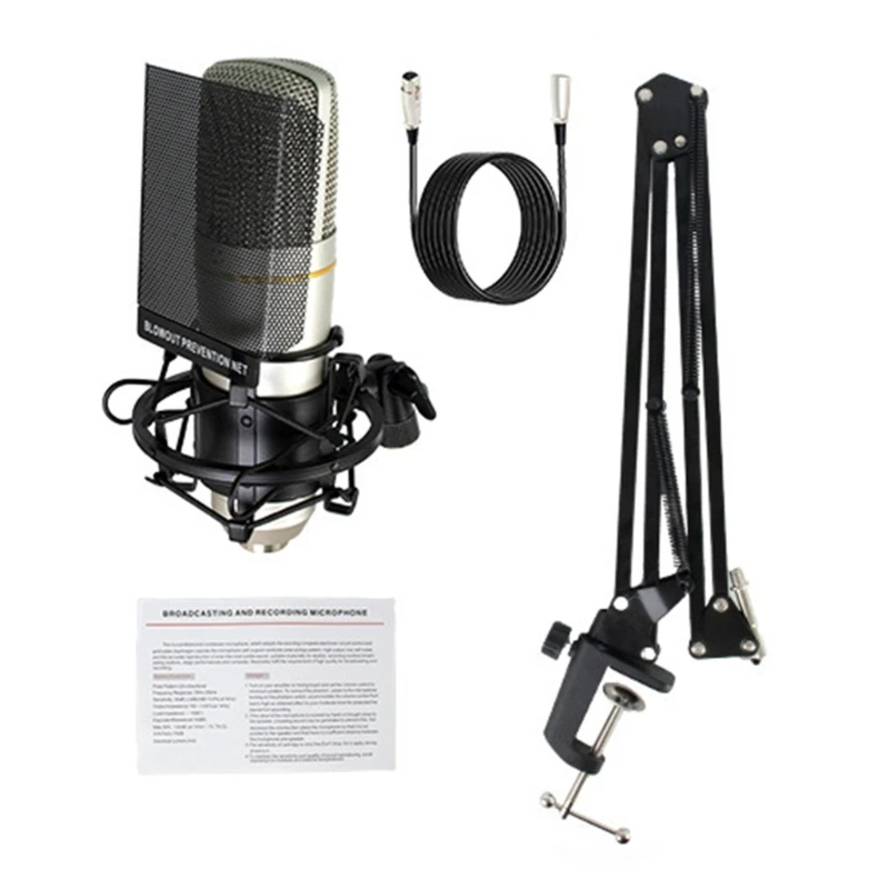 Condenser Microphone with Large Diaphragm Professional Studio Mic for Podcasting