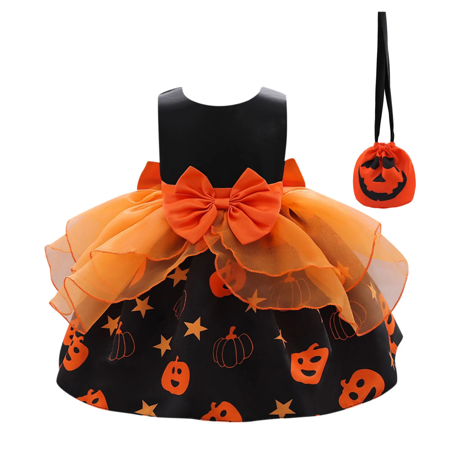 Costumes d'Halloween en Forme de Citrouille pour Bébé Fille, Robe de Princesse Gothique avec Nministériels d, Tenue de Carnaval, Cosplay pour ixd'Anniversaire, Vêtements de Mariage pour Enfant